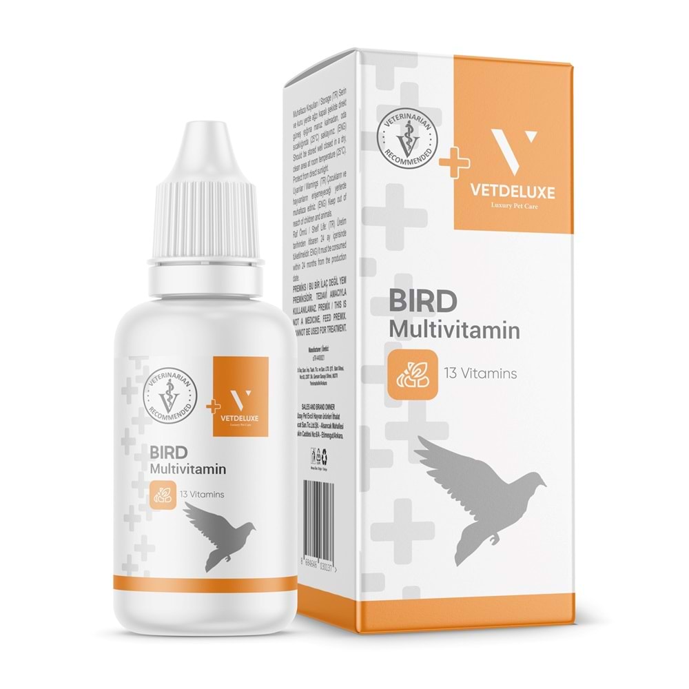 VETDELUXE Kuşlar İçin Multivitamin Damla 30 ml