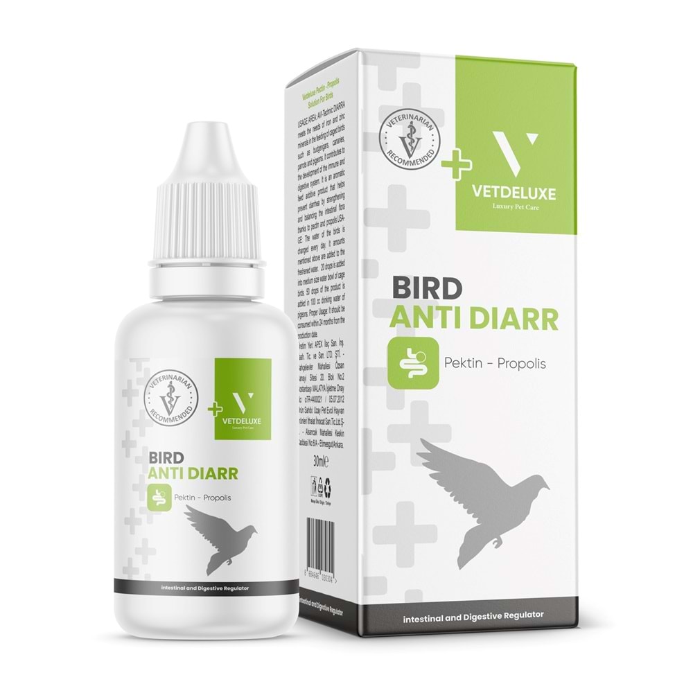 VETDELUXE Kuşlar İçin Bağırsak Florası Düzenleyici Damla 30 ml