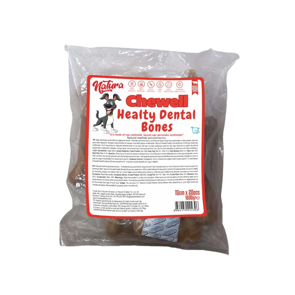 Natura Chewell Healty Dental Bones Natural Pres Kemik 15cm 20li 1600Gr