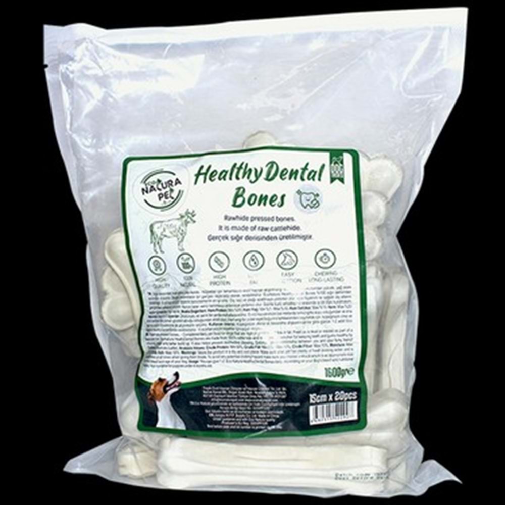 Eco Natura Pet Healty Dental Bones Beyaz Pres Kemik 15cm 20li 1600 Gr